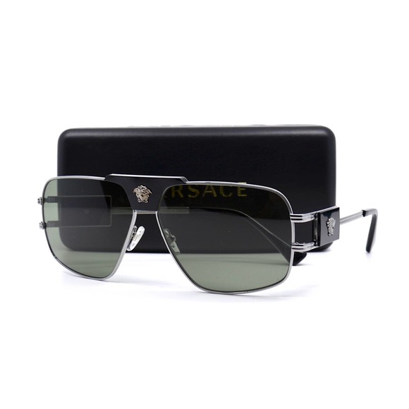 NEW VERSACE VE2251 1001/2 GUNMETAL GREEN SUNGLASSES - Picture 9 of 10